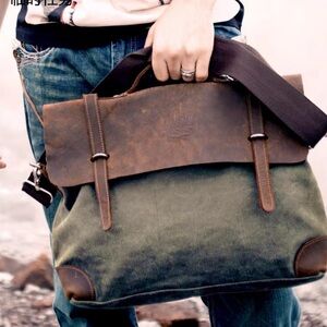 Leather and Canvas Duffel Bag